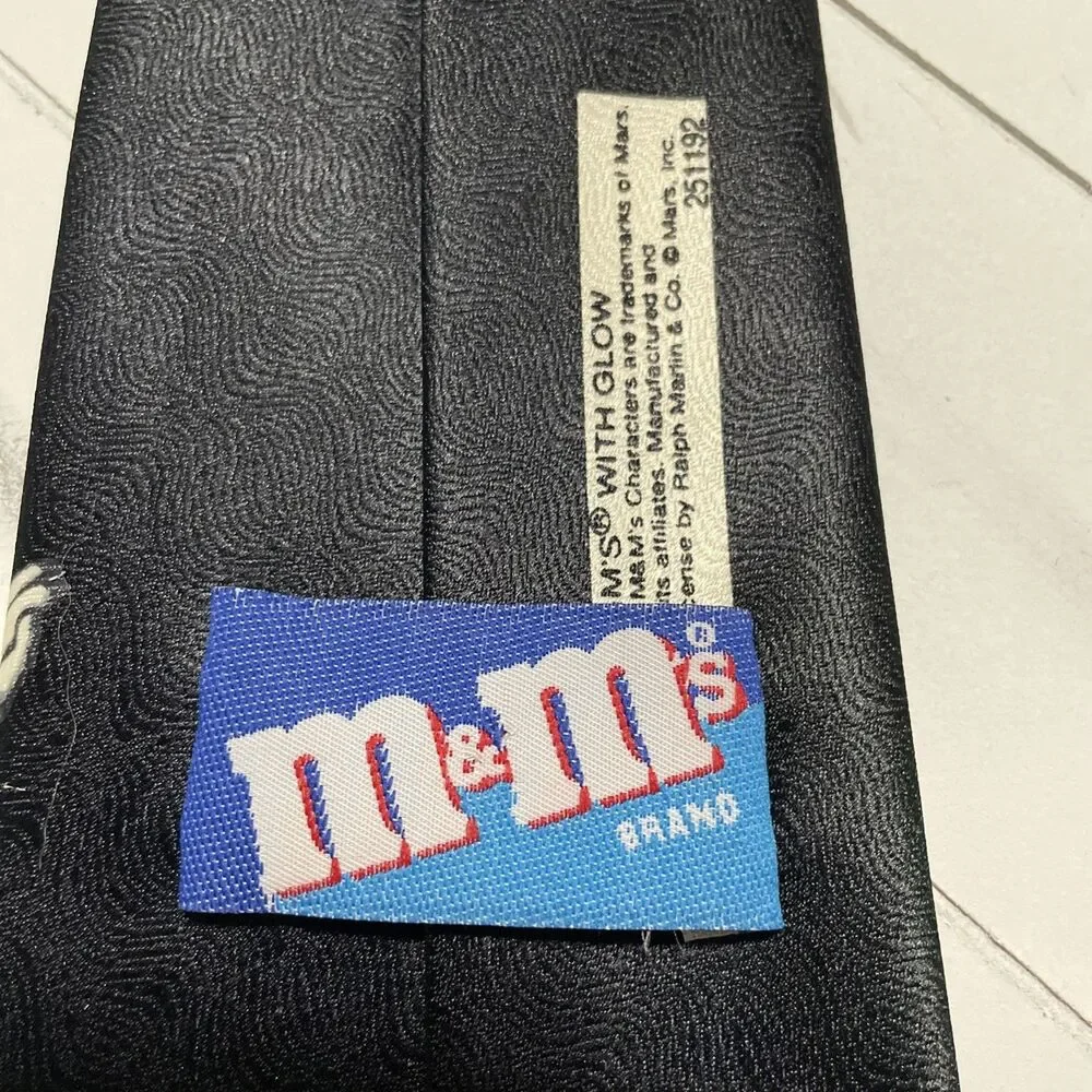 Vintage‎ Mars M&M's With Glow Chocolate Candy Pieces Black Neck Tie 4